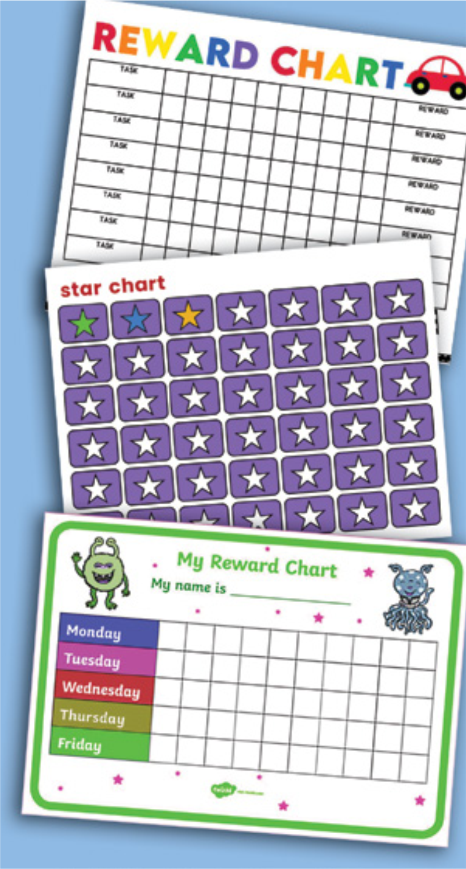Rewarding good behavior charts