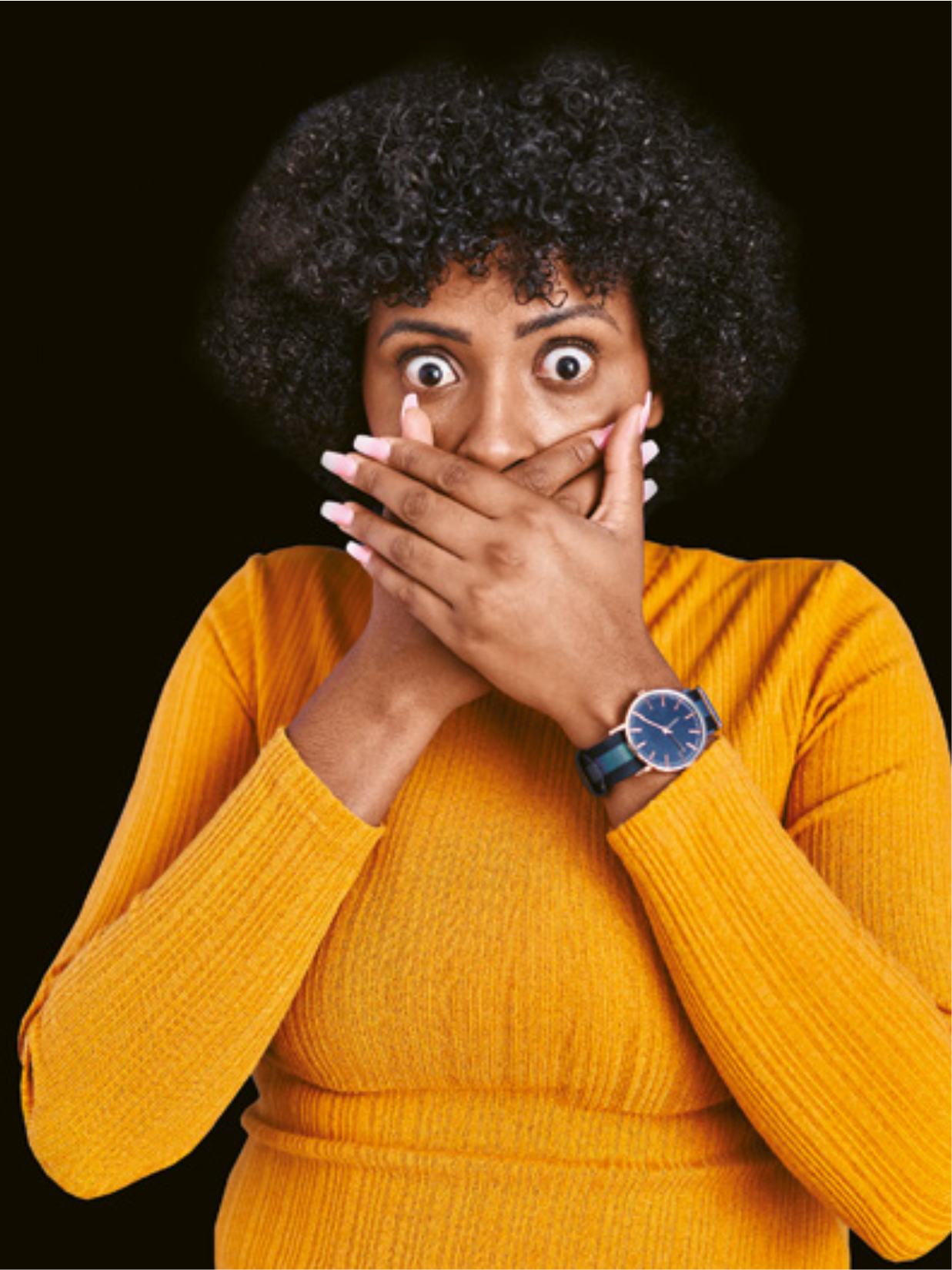thats awkward - womand hands infront of mouth
