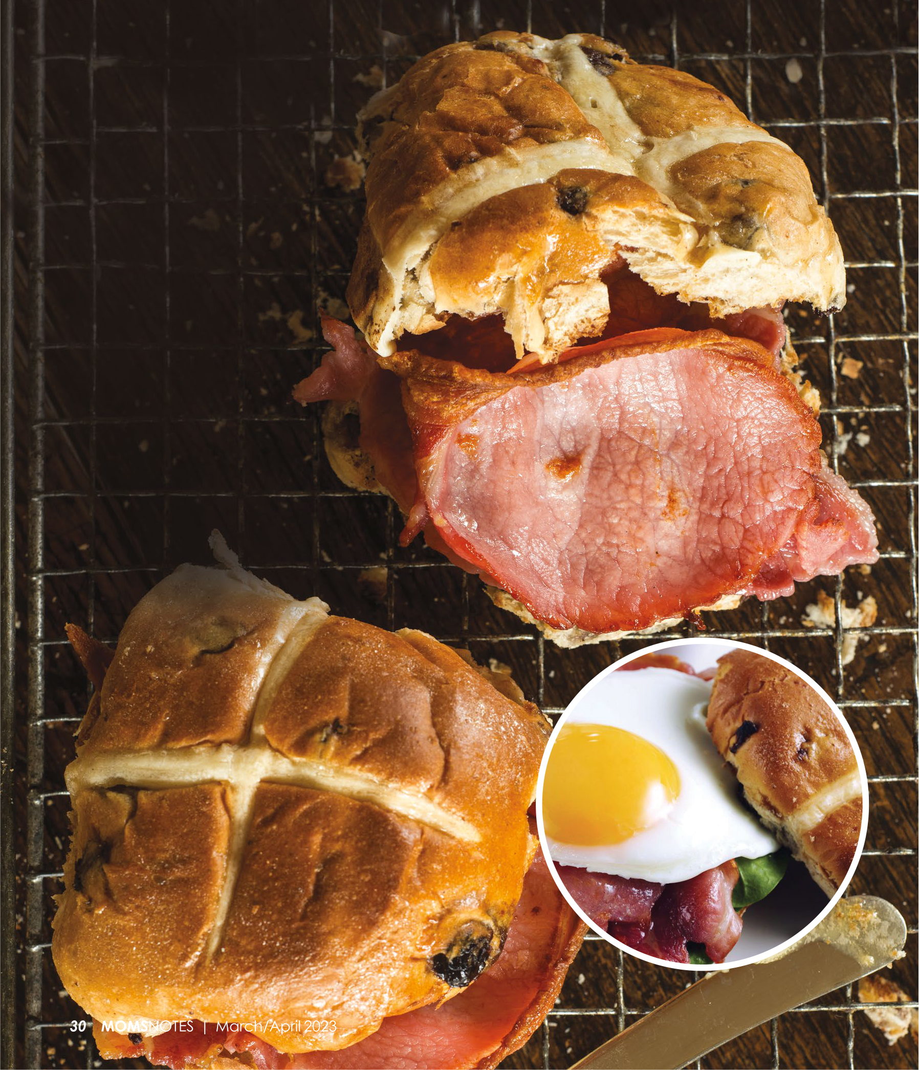 Hot cross bacon buns