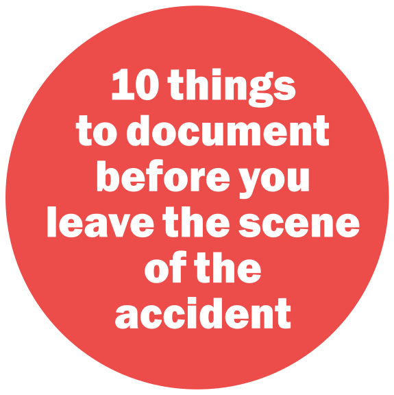 travel safe car accident 10 things to document label